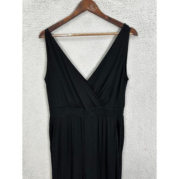 LOFT Jumpsuit Womens Small Black Sleeveless Pockets Stretch Beach Cover Up Boho - Picture 2 of 9